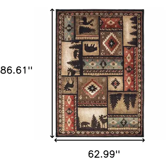 5'x7' Black and Brown Nature Lodge Area Rug Photo 5