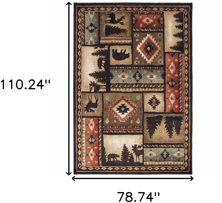 7'x9' Black and Brown Nature Lodge Area Rug Photo 5