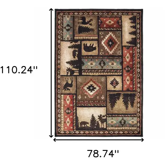 7'x9' Black and Brown Nature Lodge Area Rug Photo 5