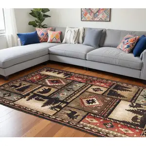Photo of 7'x9' Black and Brown Nature Lodge Area Rug