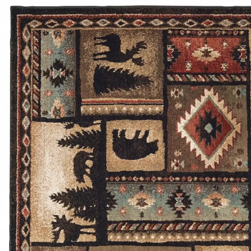 7'x9' Black and Brown Nature Lodge Area Rug Photo 3