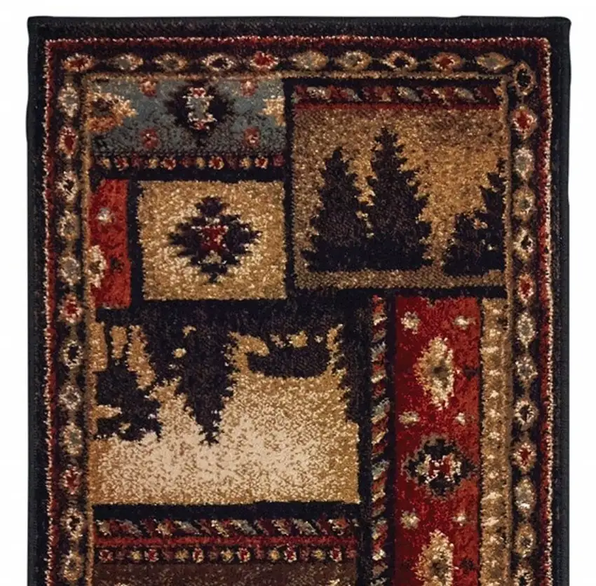 2'x8' Black and Brown Nature Lodge Runner Rug Photo 4