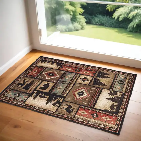 Gold and Ivory Power Loom Area Rug Photo 1