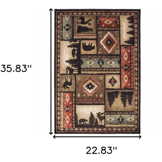 Gold and Ivory Power Loom Area Rug Photo 3