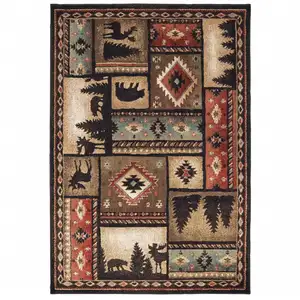 Photo of 2'x3' Black and Brown Nature Lodge Scatter Rug