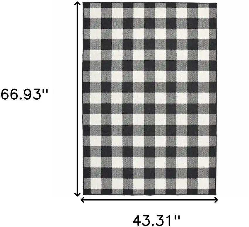 Black and Ivory Indoor Outdoor Area Rug Photo 3