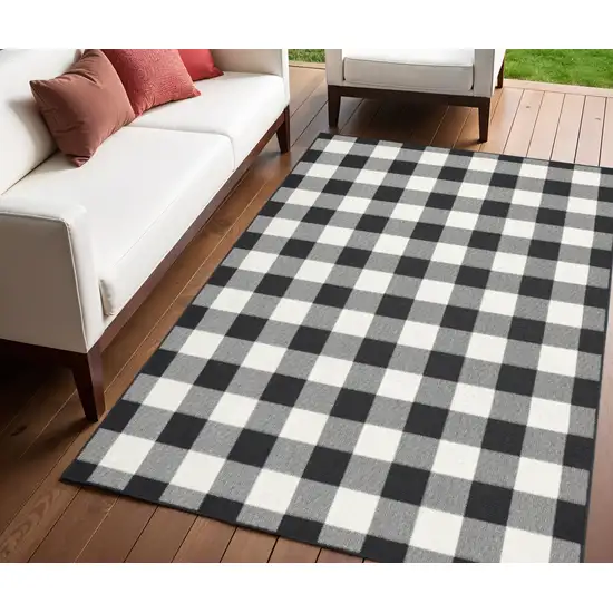 Black and Ivory Indoor Outdoor Area Rug Photo 1