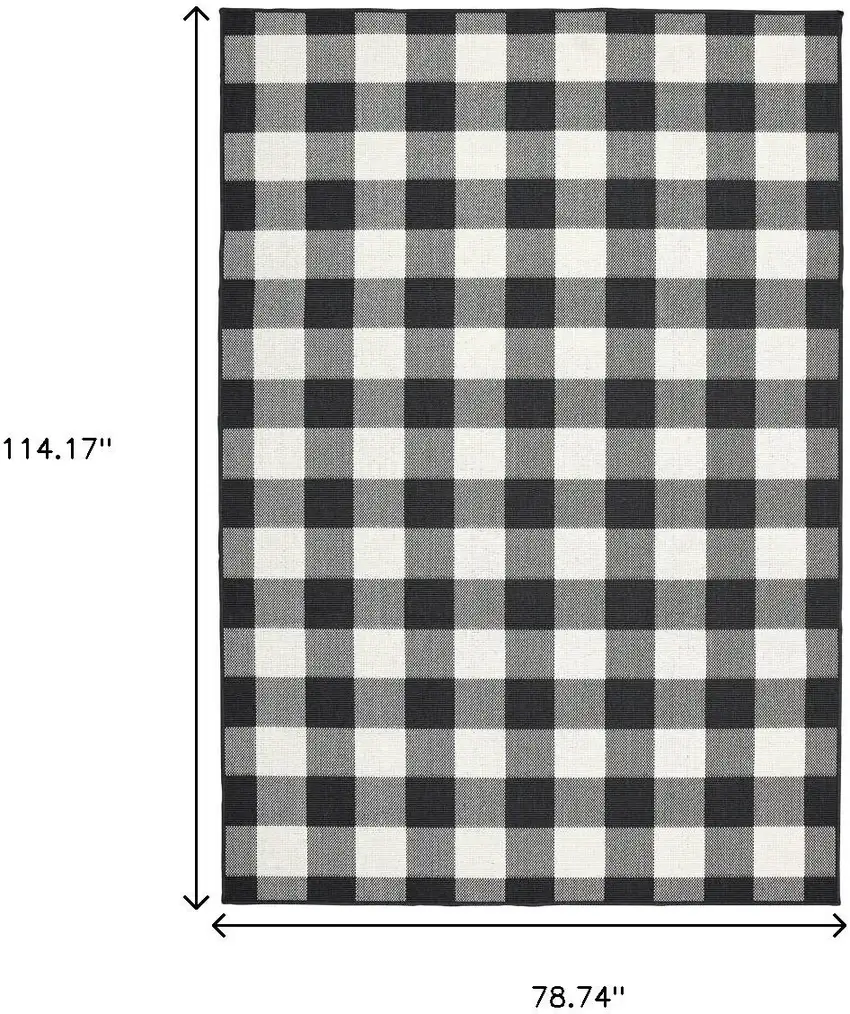 Black And Ivory Indoor Outdoor Area Rug Photo 9
