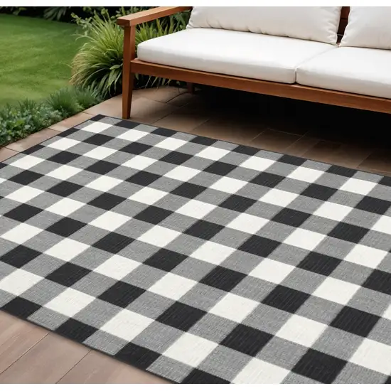 Black And Ivory Indoor Outdoor Area Rug Photo 2
