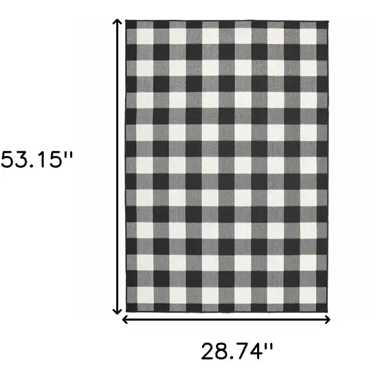 Black and Ivory Indoor Outdoor Area Rug Photo 9