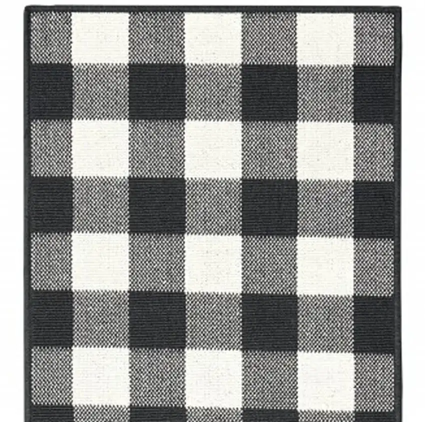 Black and Ivory Indoor Outdoor Area Rug Photo 5