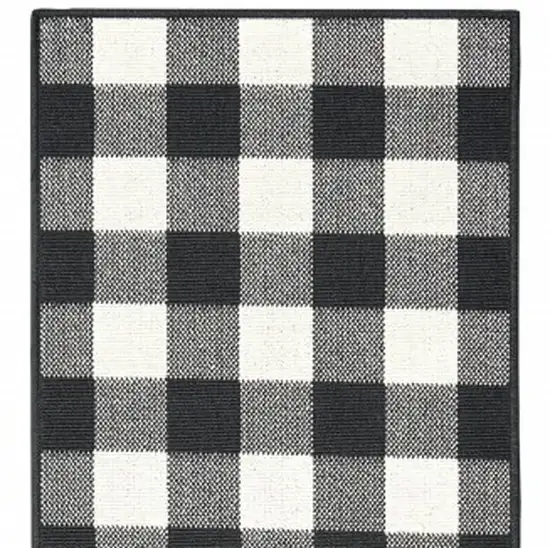 Black and Ivory Indoor Outdoor Area Rug Photo 5