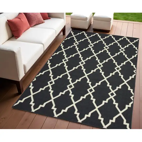 Black And Ivory Indoor Outdoor Area Rug Photo 1