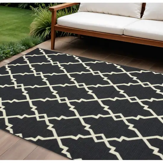 Black And Ivory Indoor Outdoor Area Rug Photo 1