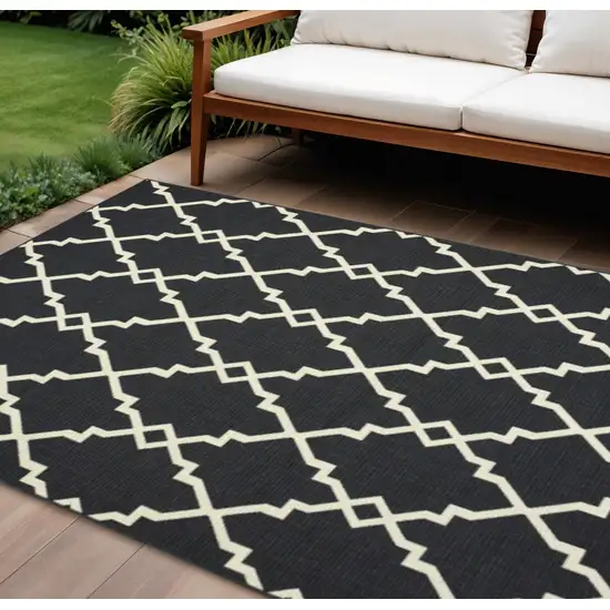 Black And Ivory Indoor Outdoor Area Rug Photo 1