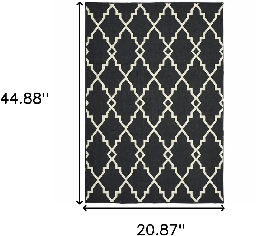 Black And Ivory Indoor Outdoor Area Rug Photo 3