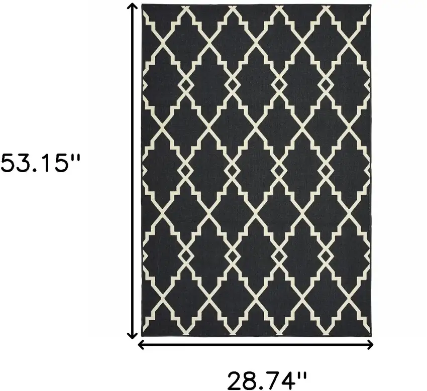 Black And Ivory Indoor Outdoor Area Rug Photo 3