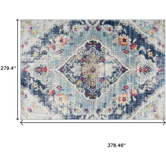 Blue Distressed Medallion Area Rug Photo 3