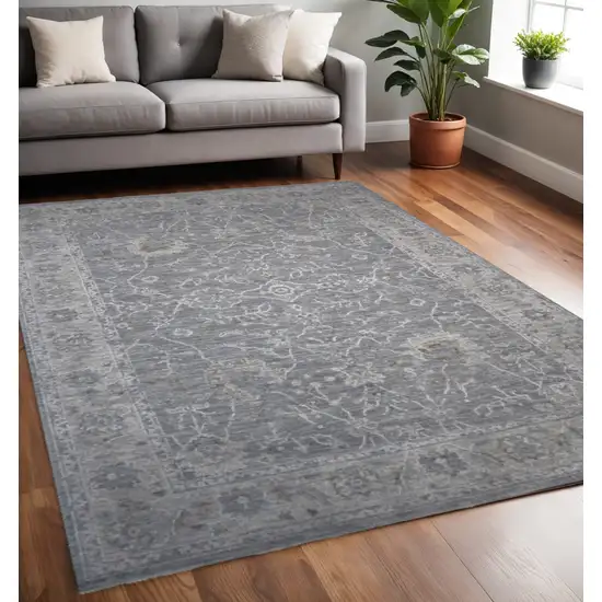 Blue Gray Southwestern Floral Area Rug Photo 1