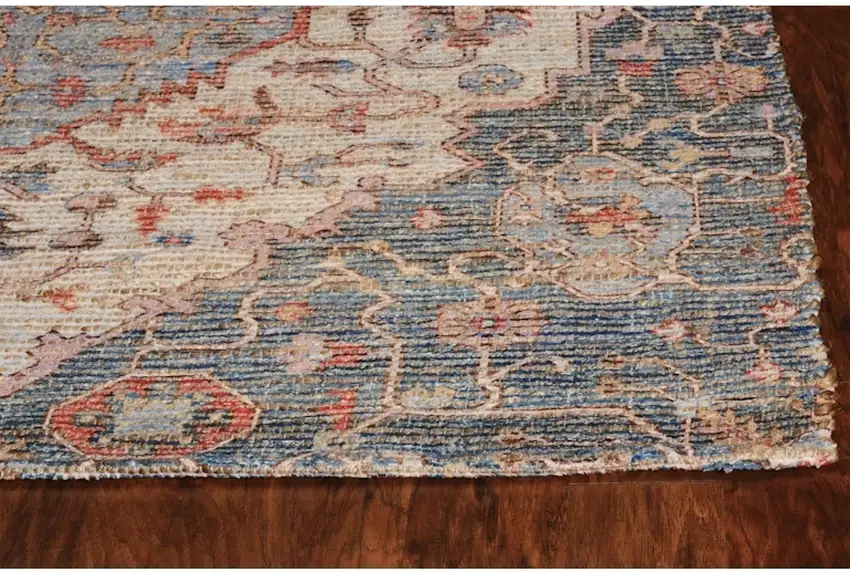 8'X10' Blue Red Hand Woven Diamond Medallion Indoor Area Rug Photo 3