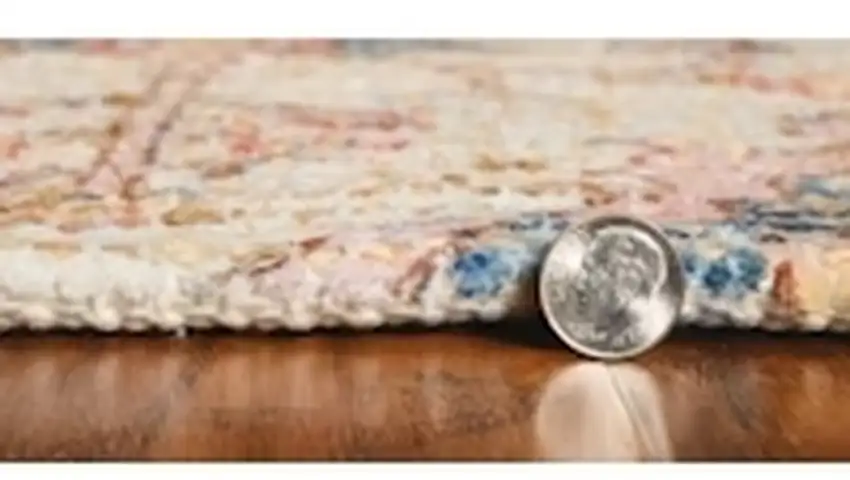 Blue Red Hand Woven Diamond Medallion Indoor Area Rug Photo 7