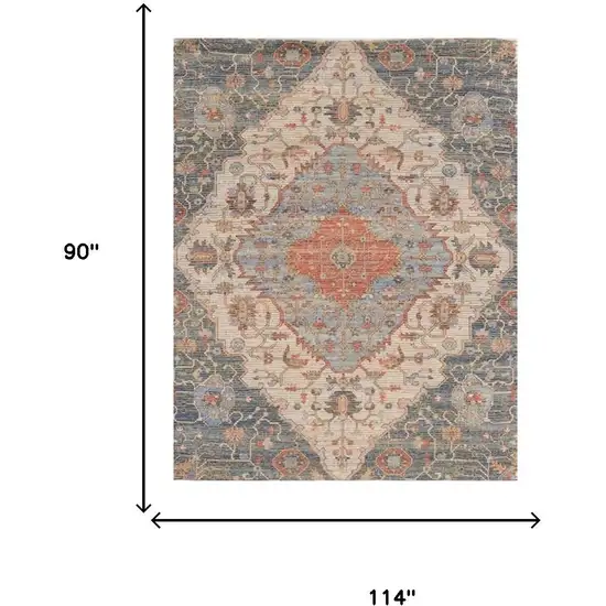 Blue Red Hand Woven Diamond Medallion Indoor Area Rug Photo 6