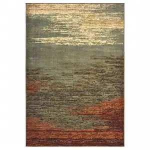 Photo of 3'x5' Blue and Brown Distressed Area Rug