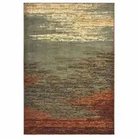 Photo of 3'x5' Blue and Brown Distressed Area Rug