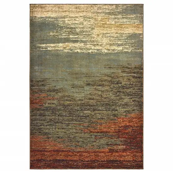 3'x5' Blue and Brown Distressed Area Rug Photo 1