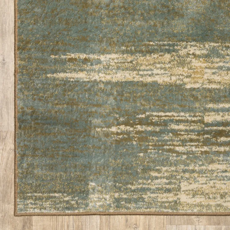 3'x5' Blue and Brown Distressed Area Rug Photo 3