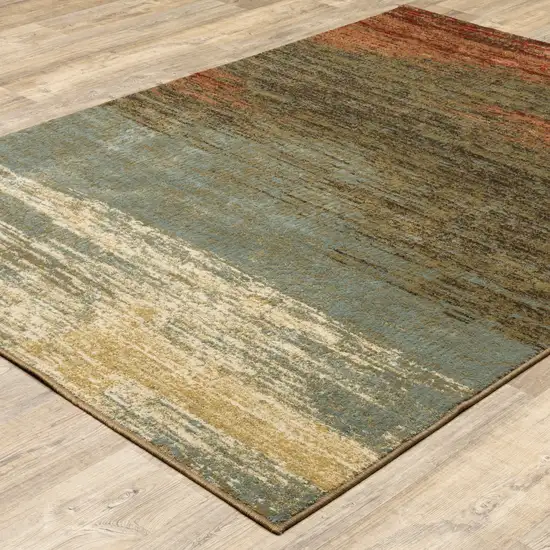 3'x5' Blue and Brown Distressed Area Rug Photo 6