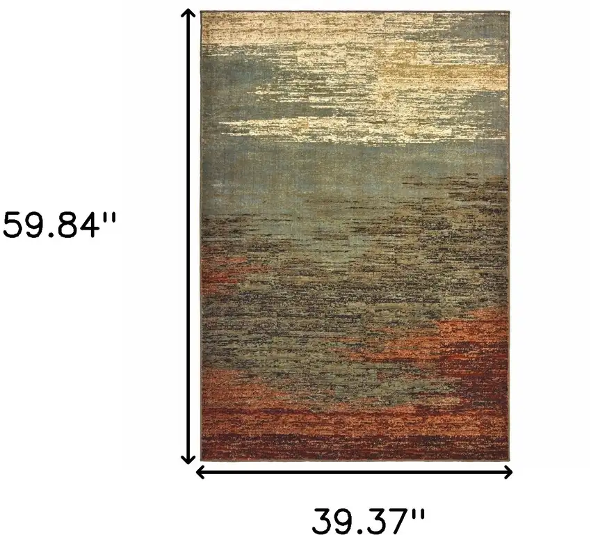 Blue And Brown Distressed Area Rug Photo 3