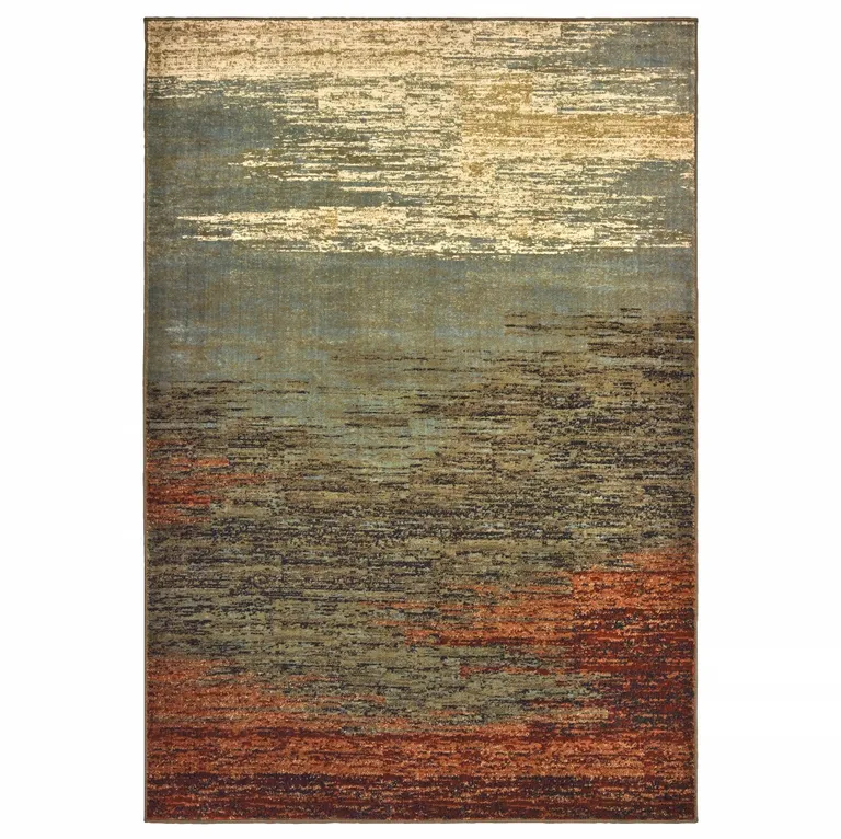 7'x9' Blue and Brown Distressed Area Rug Photo 1