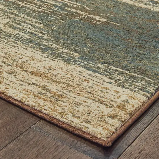 8'x10' Blue and Brown Distressed Area Rug Photo 7