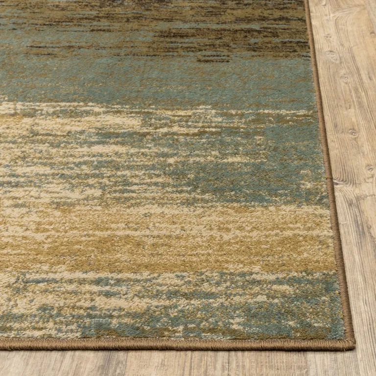 8'x10' Blue and Brown Distressed Area Rug Photo 4