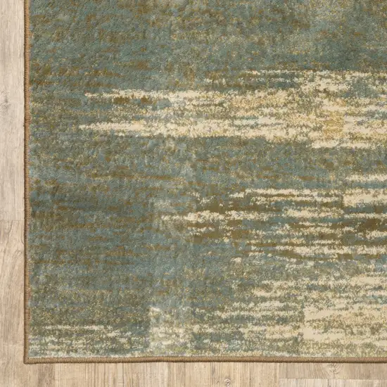 8'x10' Blue and Brown Distressed Area Rug Photo 3