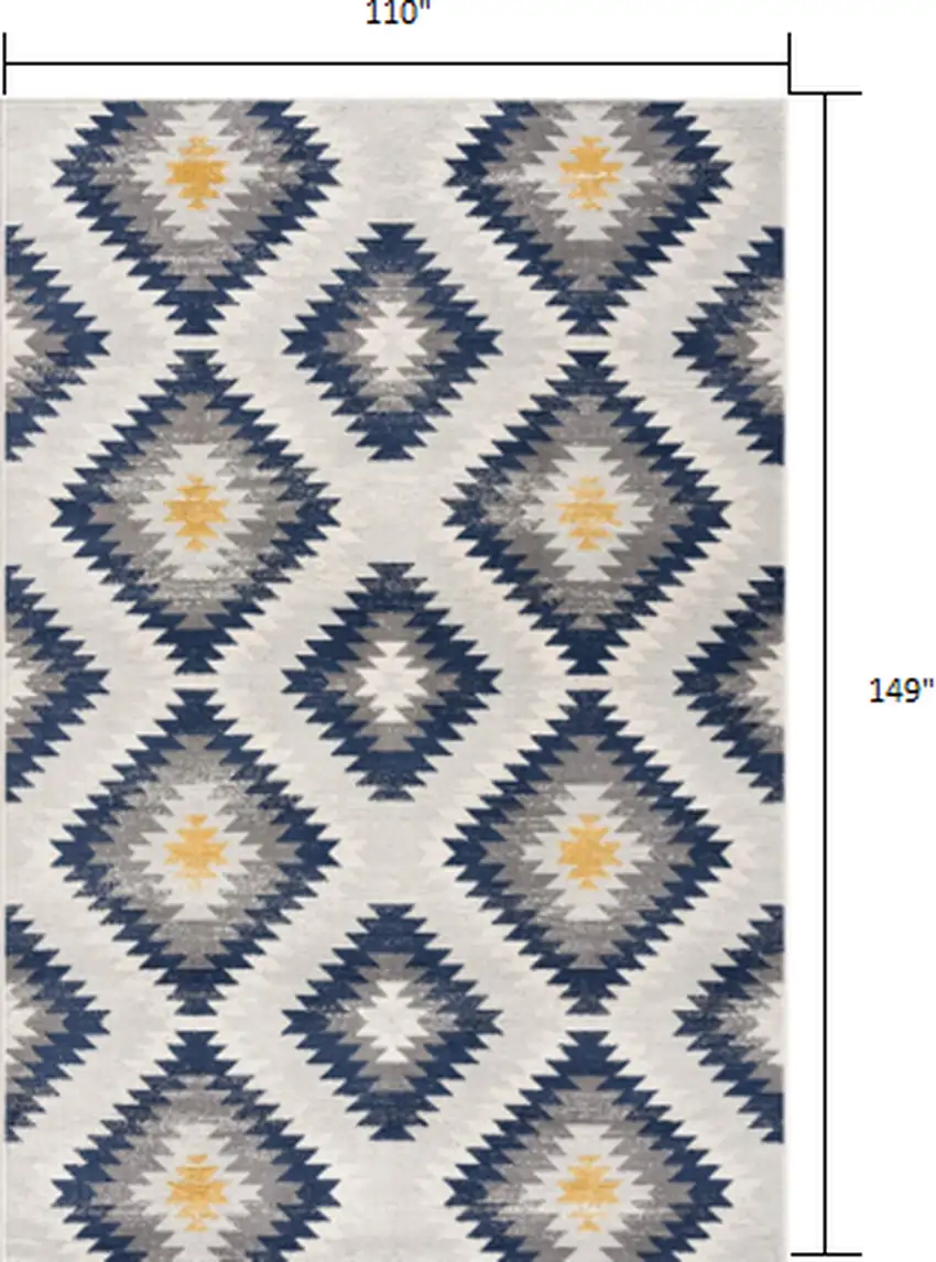 9' x 13' Blue and Gray Kilim Pattern Area Rug Photo 2