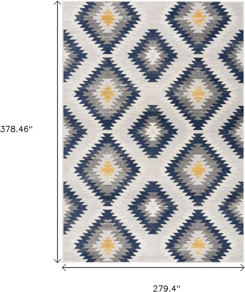 Blue and Gray Kilim Pattern Area Rug Photo 6