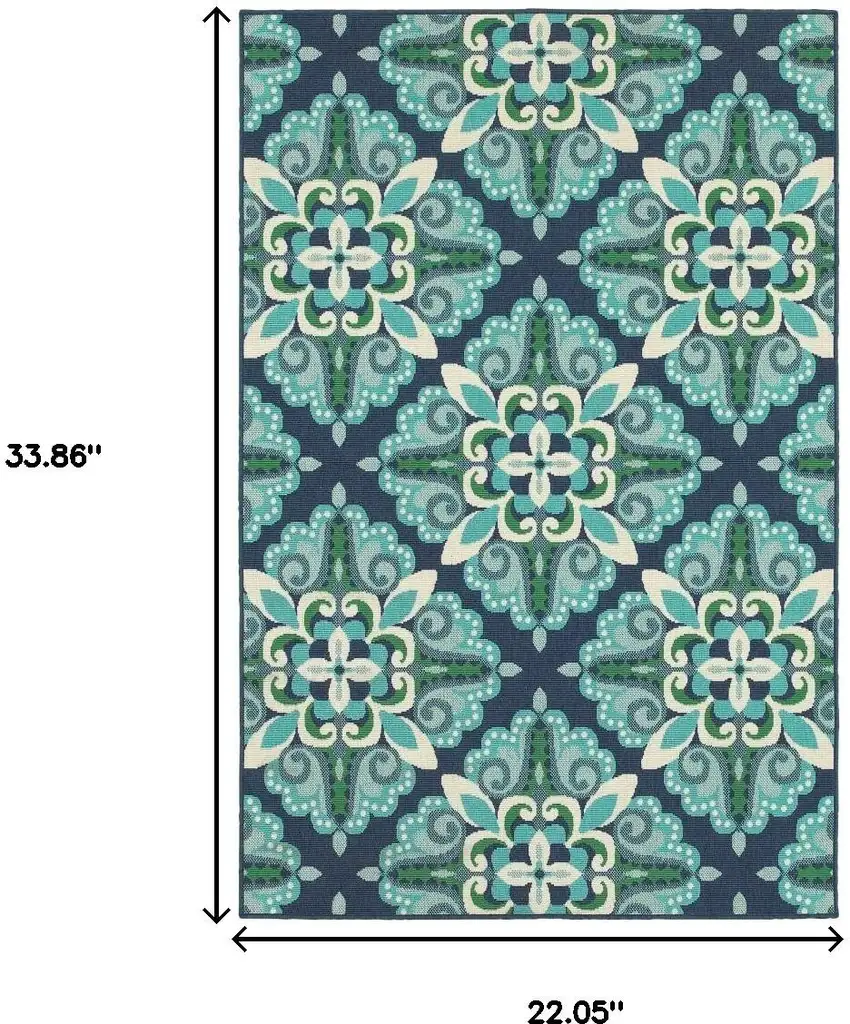 Blue And Green Indoor Outdoor Area Rug Photo 3