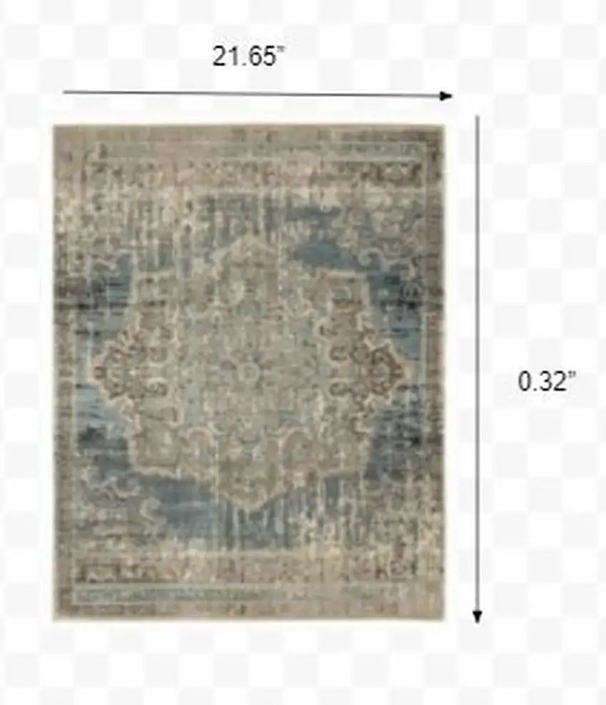2'x3' Blue and Ivory Medallion Scatter Rug Photo 2