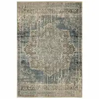 Photo of 2'x3' Blue and Ivory Medallion Scatter Rug