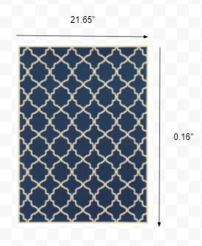2'x4' Blue and Ivory Trellis Indoor Outdoor Scatter Rug Photo 3