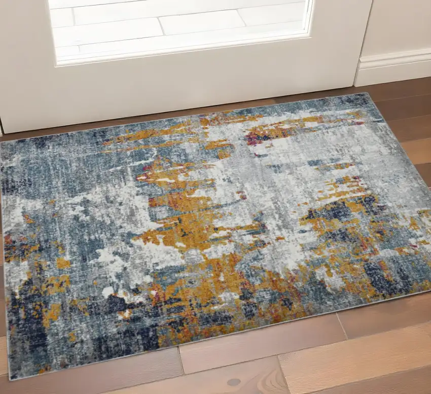 Blue Orange And Gray Area Rug Photo 1