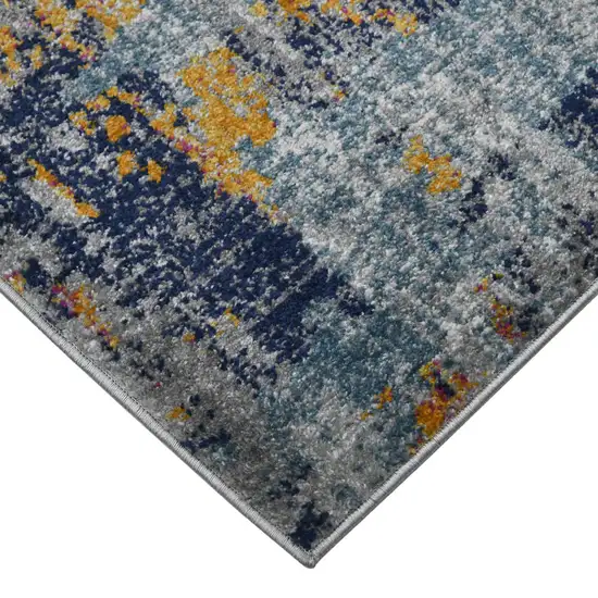 5' x 7' Blue and Orange Abstract Power Loom Area Rug Photo 5