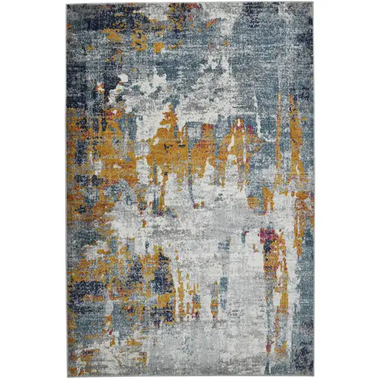 5' x 7' Blue and Orange Abstract Power Loom Area Rug Photo 1