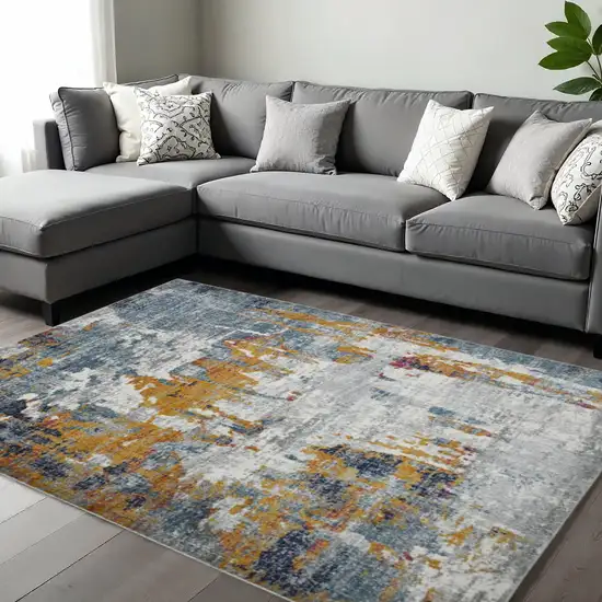 Blue Orange And Gray Area Rug Photo 1