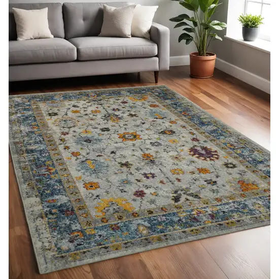 Gray Blue And Orange Area Rug Photo 1