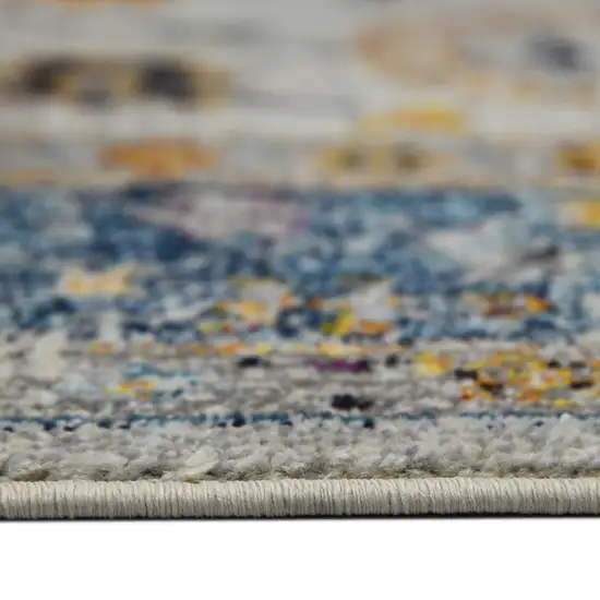 5' x 7' Blue and Orange Floral Power Loom Area Rug Photo 8