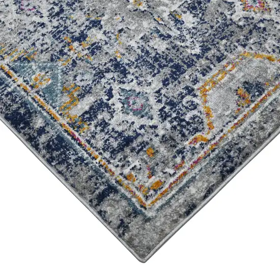 5' x 7' Blue and Orange Geometric Power Loom Area Rug Photo 4