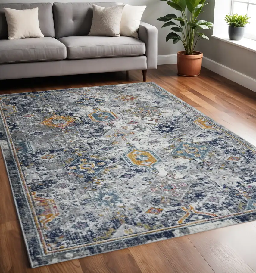Blue Gray And Rust Area Rug Photo 1